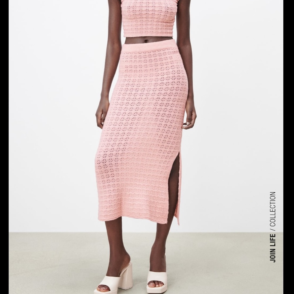 ZARA NWT POINTELLE KNIT SKIRT, size L